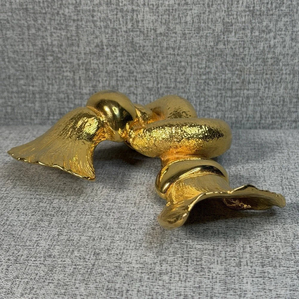 Rare Vintage 1988 Christopher Ross Signed Massive Bow Tassel Gold Belt Buckle